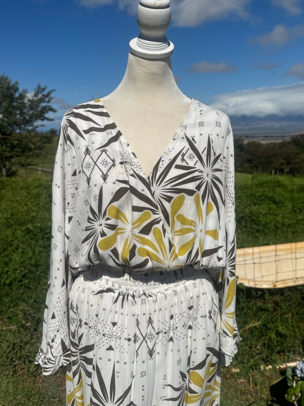 Tanoa Hawaii Tiare Polynesia Resortwear Ruffled Short Sleeve MIDI Dress 3x - Picture 4 of 8